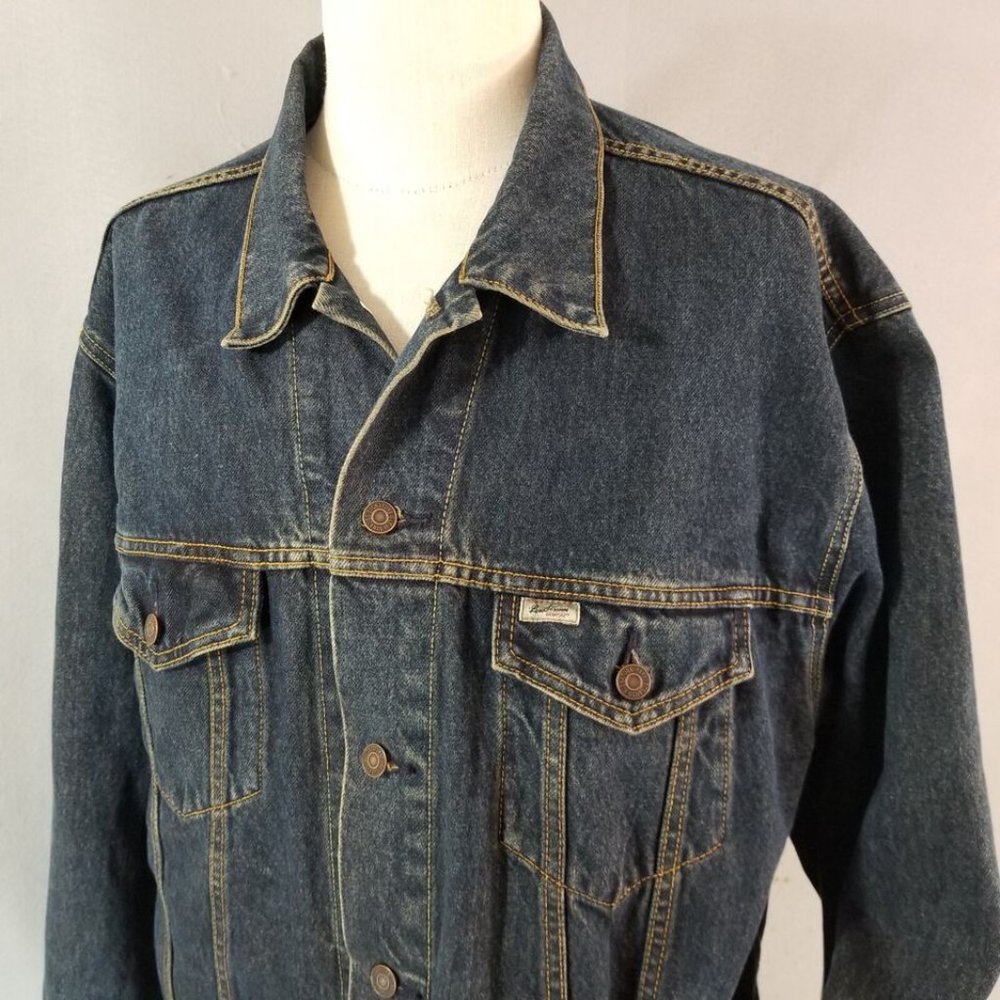 Levi's Signature Jacket men's XL extra Large blue denim trucker cotton retro - Picture 7 of 9
